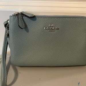 NWOT Coach Leather Wristlet Blue